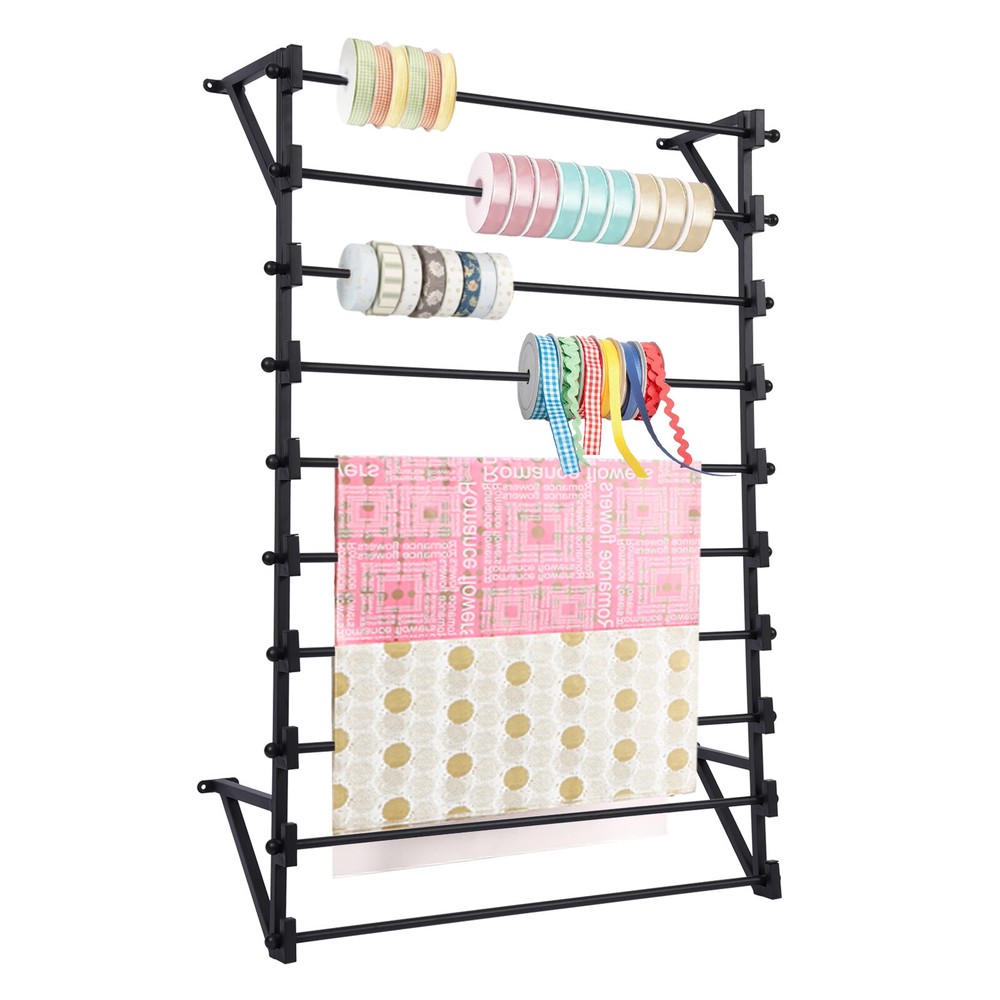 10-layer Storage Display Rack Wall Wrapping Paper Ribbon Organizer Wall-mounted