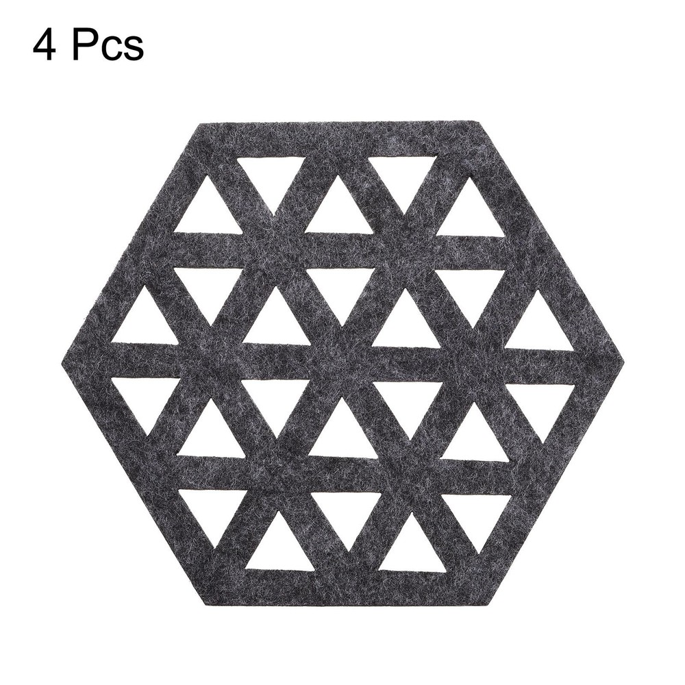 Felt Coasters 4pcs Hexagonal Tampons Coasters Grey
