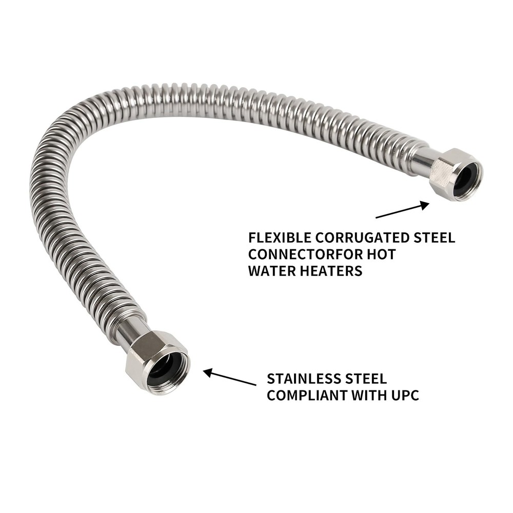 24inch Stainless Steel Corrugated Water Heater Connector Flexible for Female ...