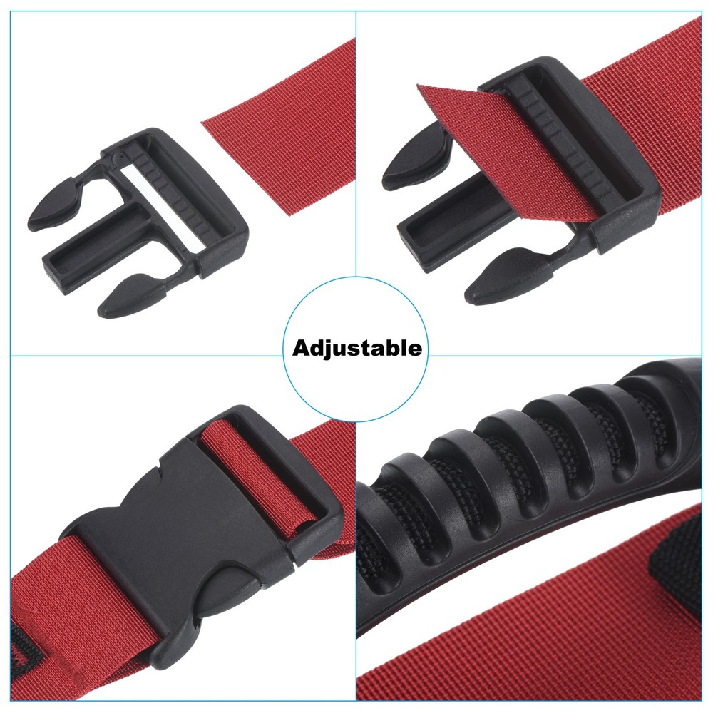 Carrying Strap with Handle, Adjustable Nylon Belt for Moving Boxes, Red 2pcs