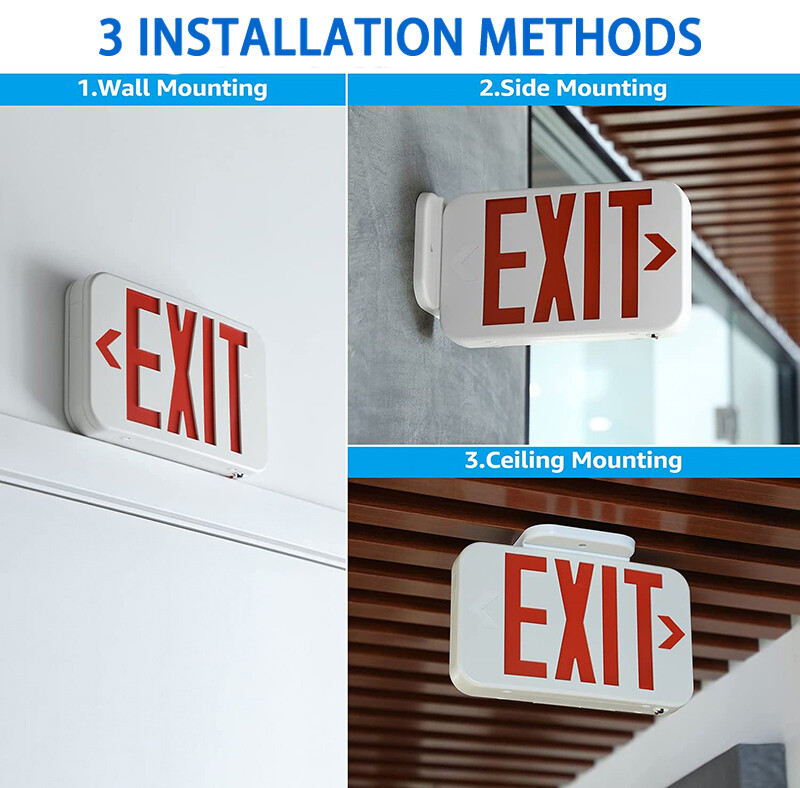 6PACK Red Exit Sign Emergency Exit Light Double Face 90mBattery Backup UL 94V-0