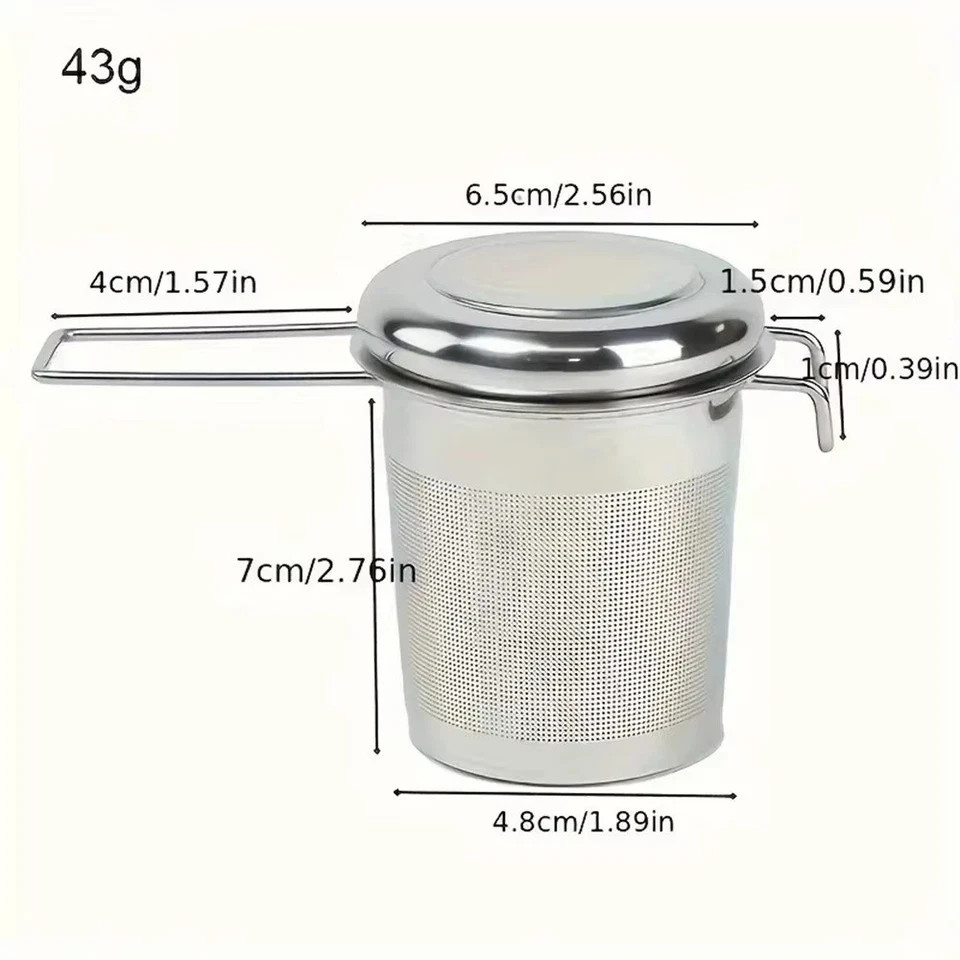 Stainless Steel Tea Filter with Folding Handle Loose Leaf Strainer with Lid*