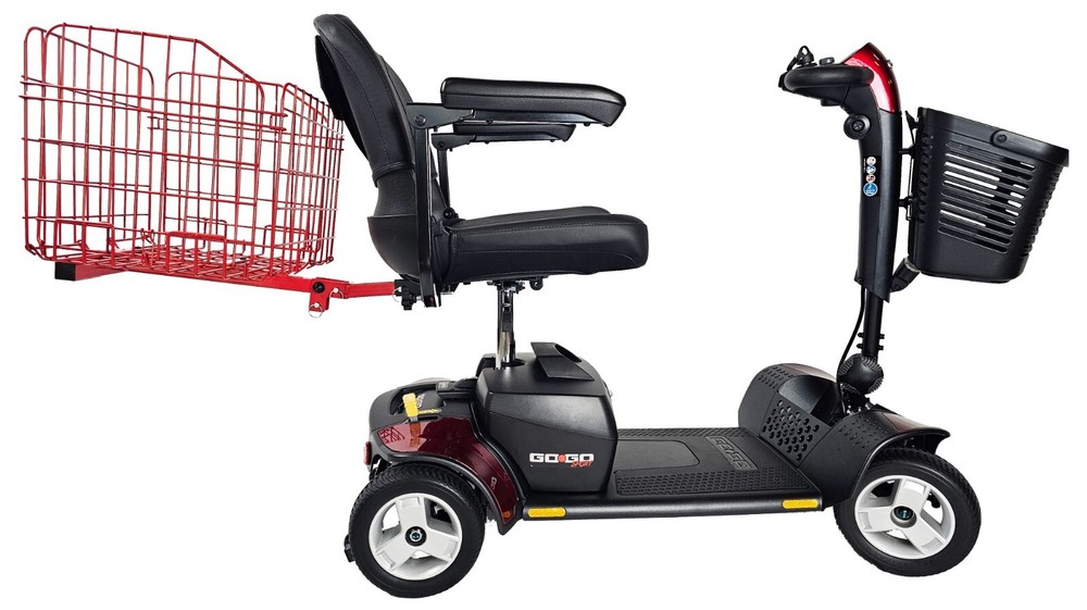 Foldable Folding Scooter Rear Basket for Pride Mobility Scooters: RED