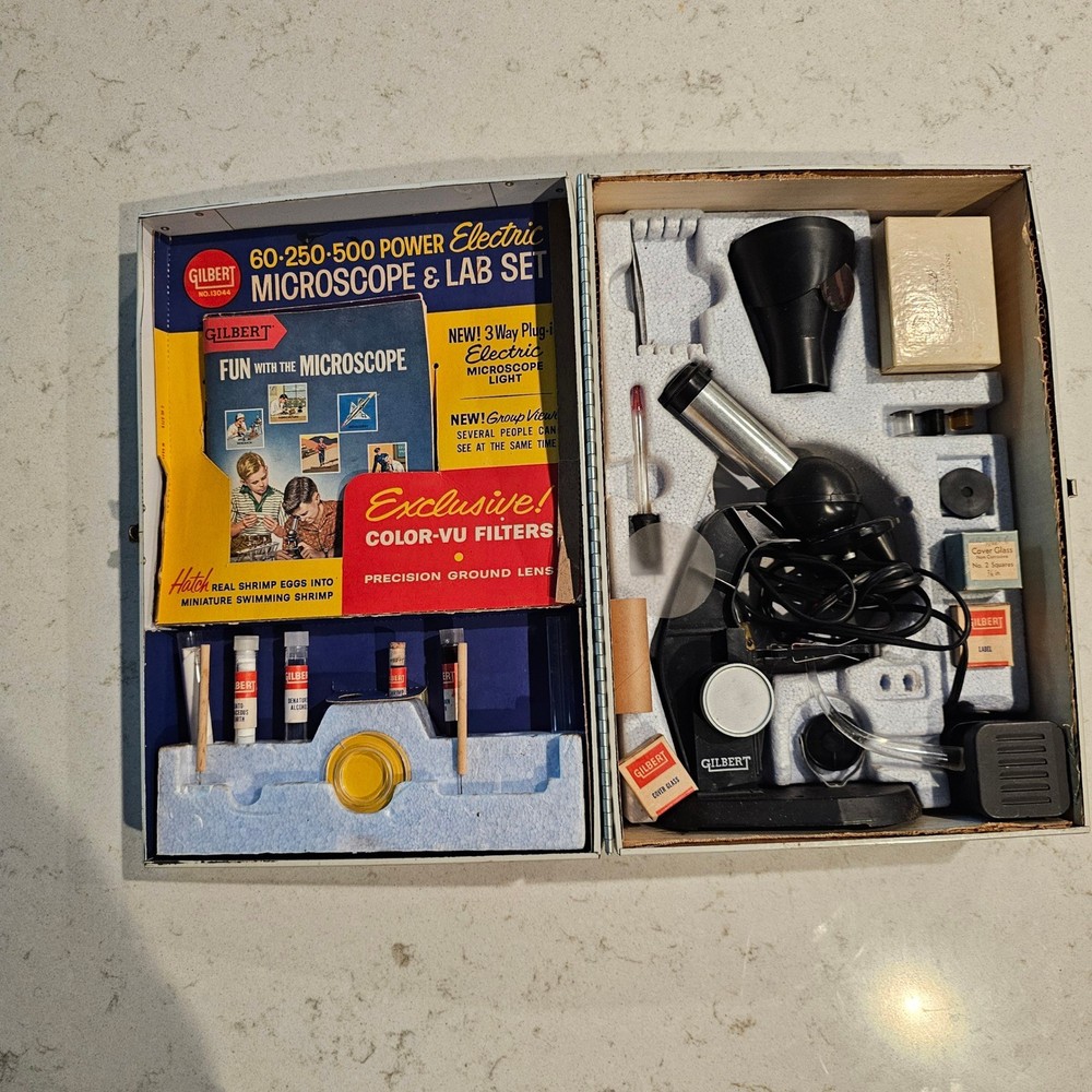 Vintage Gilbert Microscope and Lab Set Career Building Science 1960 Incomplete
