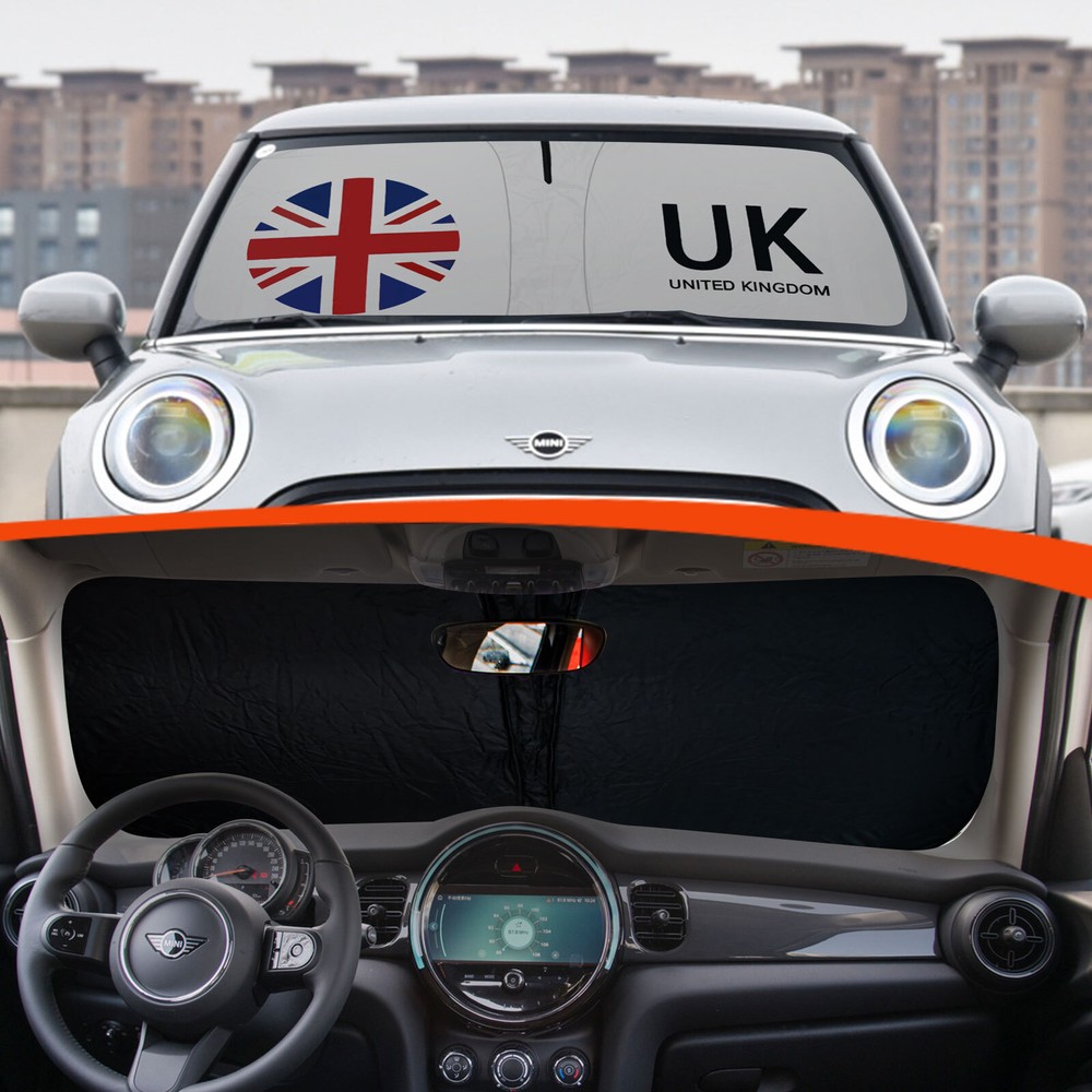 For Mini Cooper 15-23 Foldable Windshield Sun Shade Union Jack Front Visor Cover