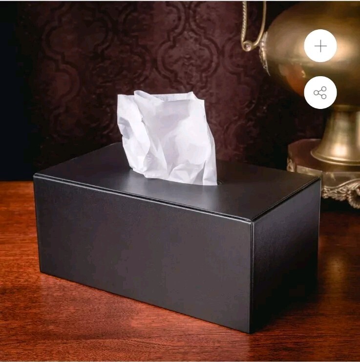 Dacasso Premium Black Leather Tissue Box Cover