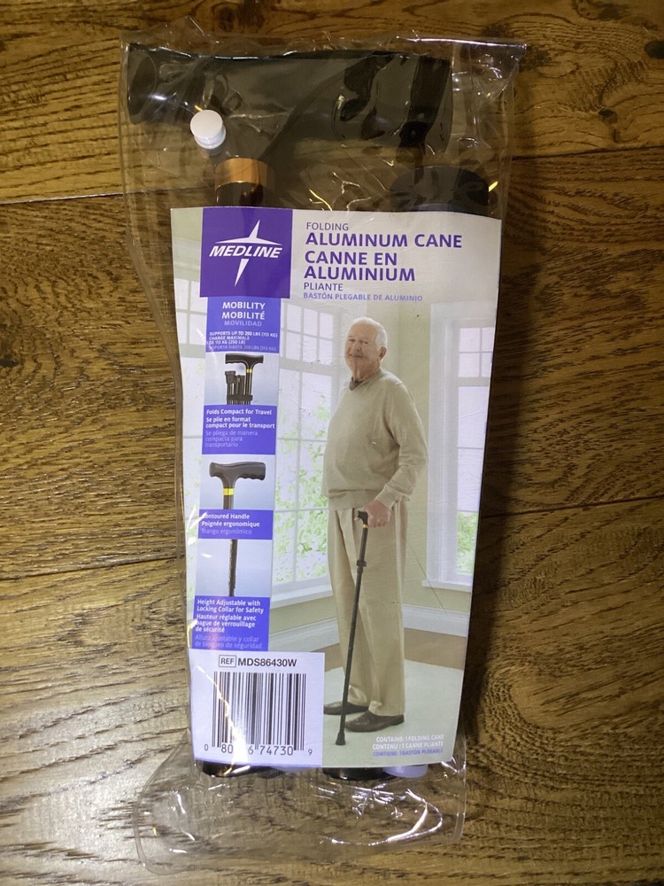 Medline Black folding aluminum cane new