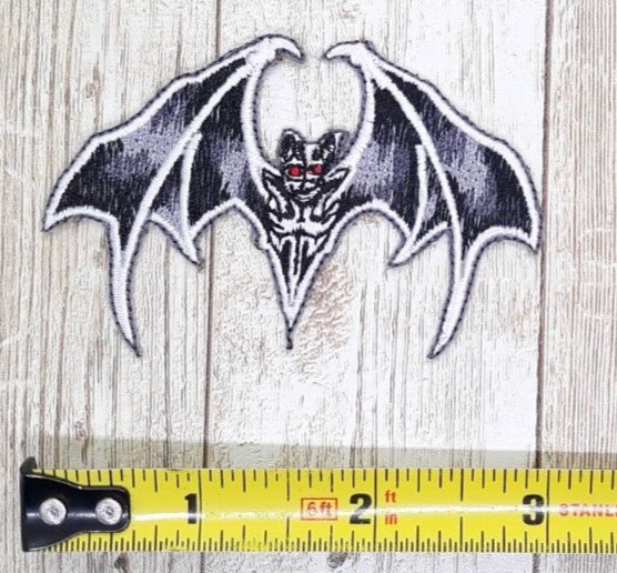 Vampire Bat With Red Eyes Iron-On Embroidered Patch 3"X 2"