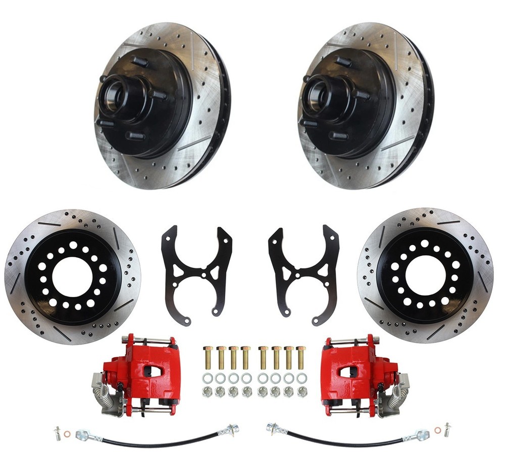 88-00 Chevy C1500 Front & Rear Disc Brake Conversion, Red PC Calipers