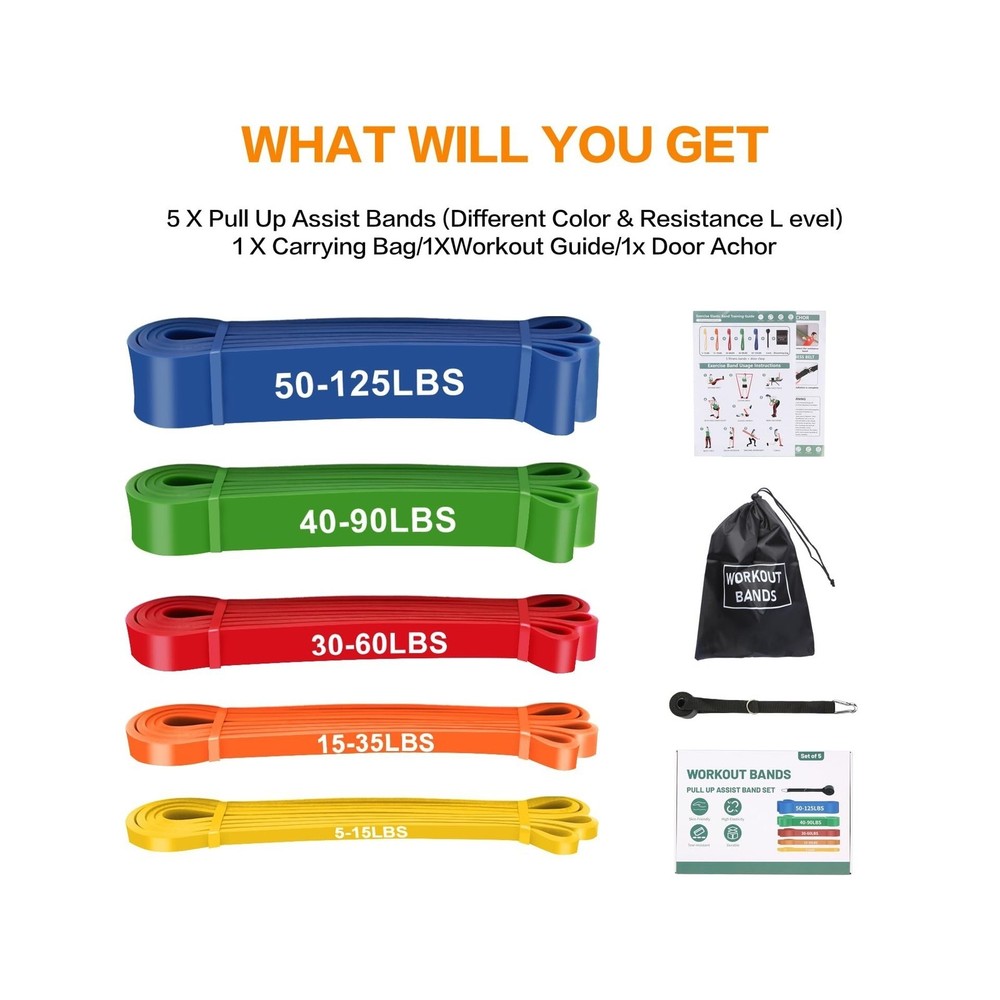 Resistance Bands Set for Pull Ups - Assistance Bands for Strength Training