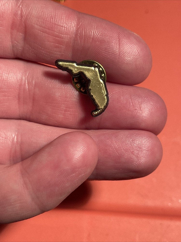 Florida State Shaped Gold Plastic Hat Lapel Hat Pin Pinback