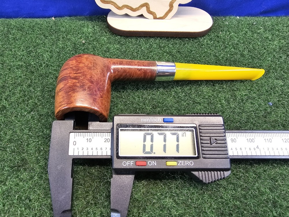 AGE Straight Smooth Billiard Banded Restored Briar Pipe, Replacement Stem, Case
