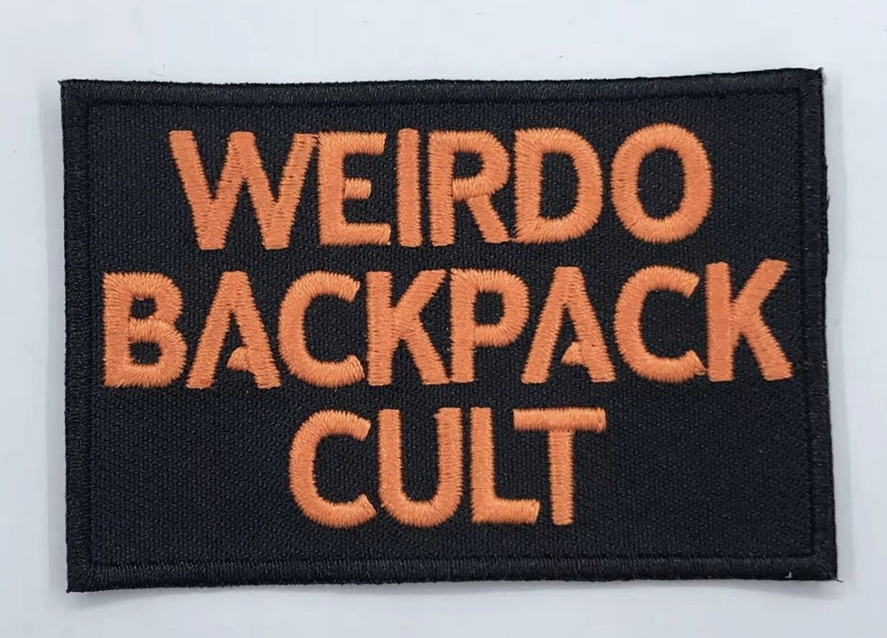 “WEIRDO BACKPACK CULT” Morale Patch - 2x3”  Black & Orange - Hook & Loop