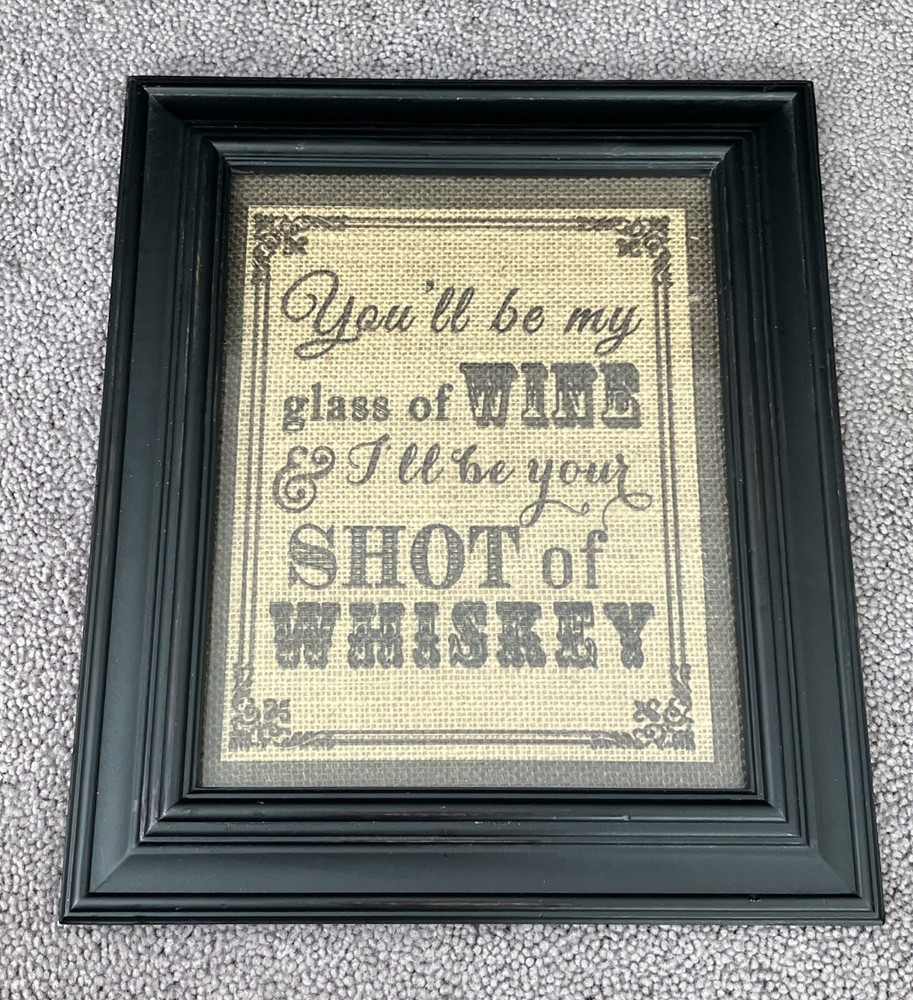 11” X 13” FRAMED BURLAP SAYING BAR ACCESSORY