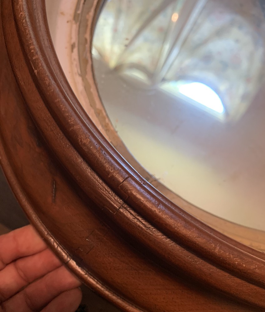 Antique Regency-Style Oval Solid Walnut Mirror Deep Well