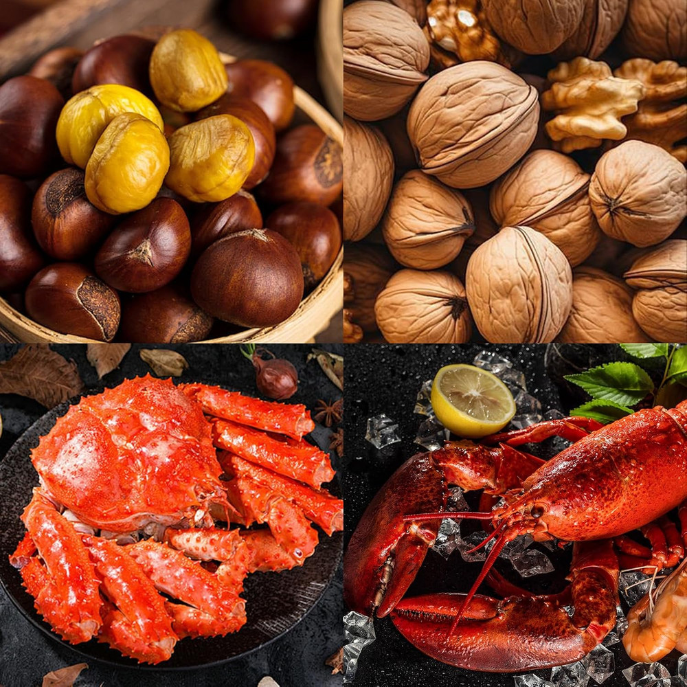 8 Pcs Nutcracker Stainless Steel Nut Cracker Set - 2 Nut Cracker, 4 Picks, 1 Wid