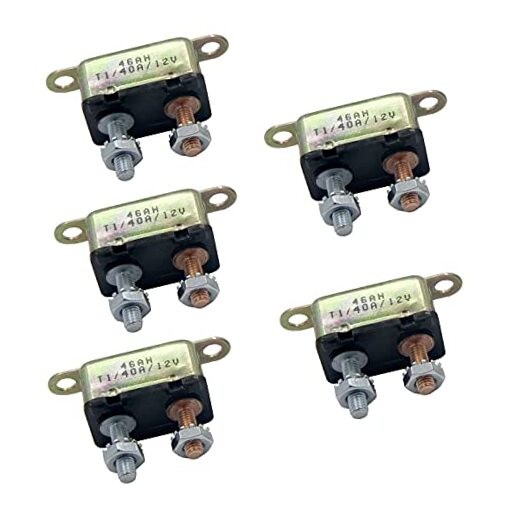 12V Universal Automatic Reset Stud Type Circuit Breaker Lengthwise 5Pack 40A