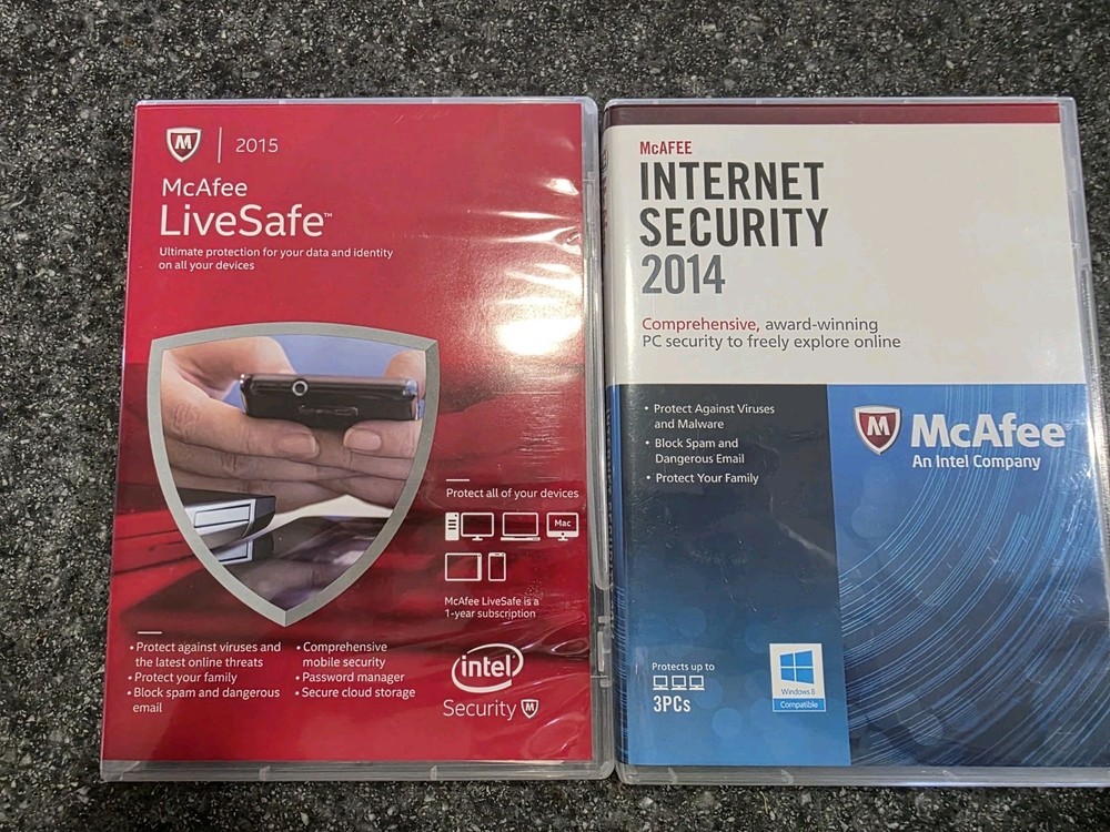 McAfee LiveSafe 2015 & Internet Security 2014 CDs