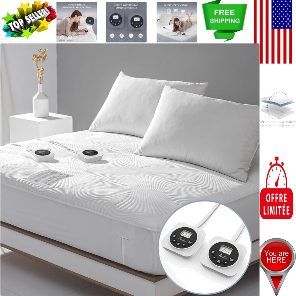 Queen Electric Heated Mattress Pad - Lighted Controls & Enhanced Safety Features