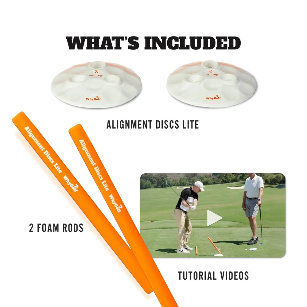 WHYGOLF Alignment Discs Lite Compact Golf Swing Trainer and Sticks Set with 2