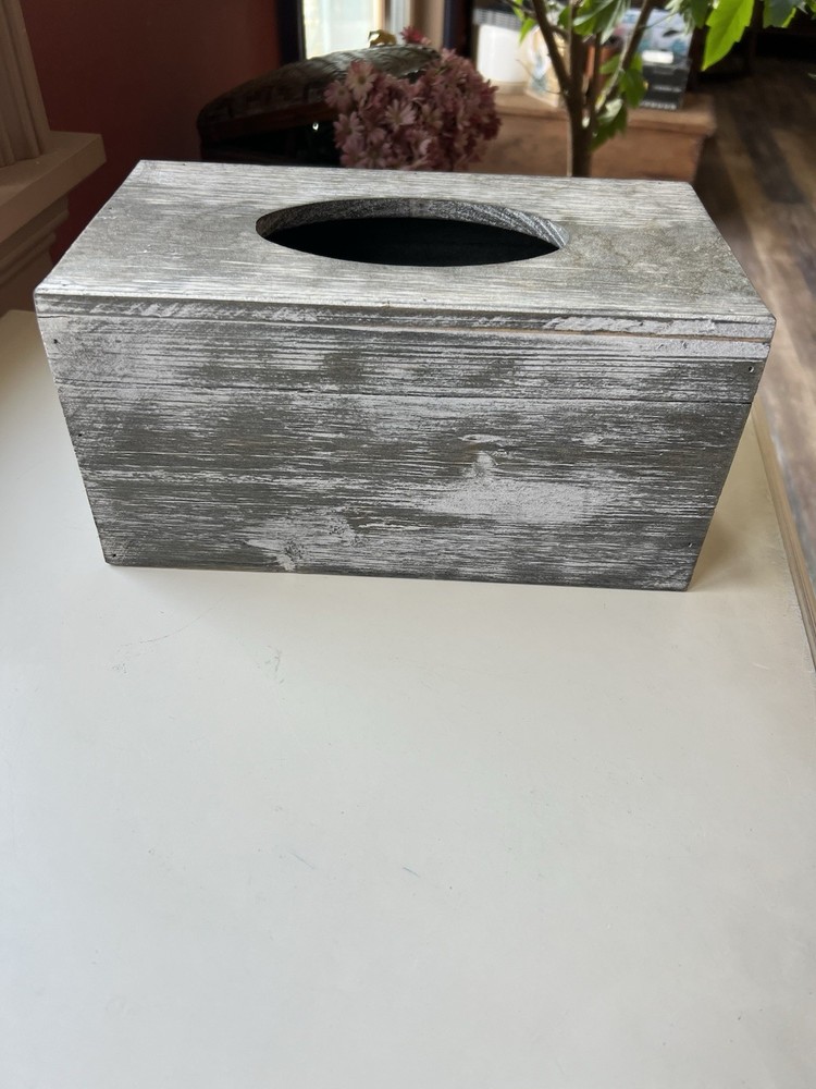 Rustic Textured Wooden Rectangular Tissue Box Holder