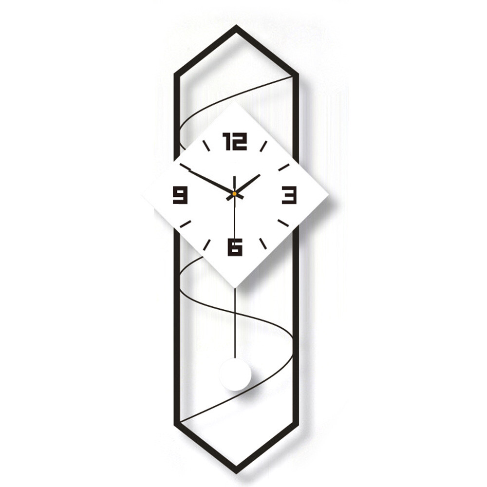 Wall Clock Modern Pendulum Wall Clock with Silent Movement Metal+ Solid Wood