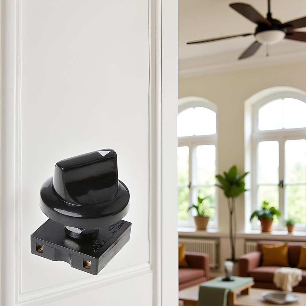 Ceiling Fan Rotary Switch 4 Position 3 Speed Selector Control Black Wall Switch