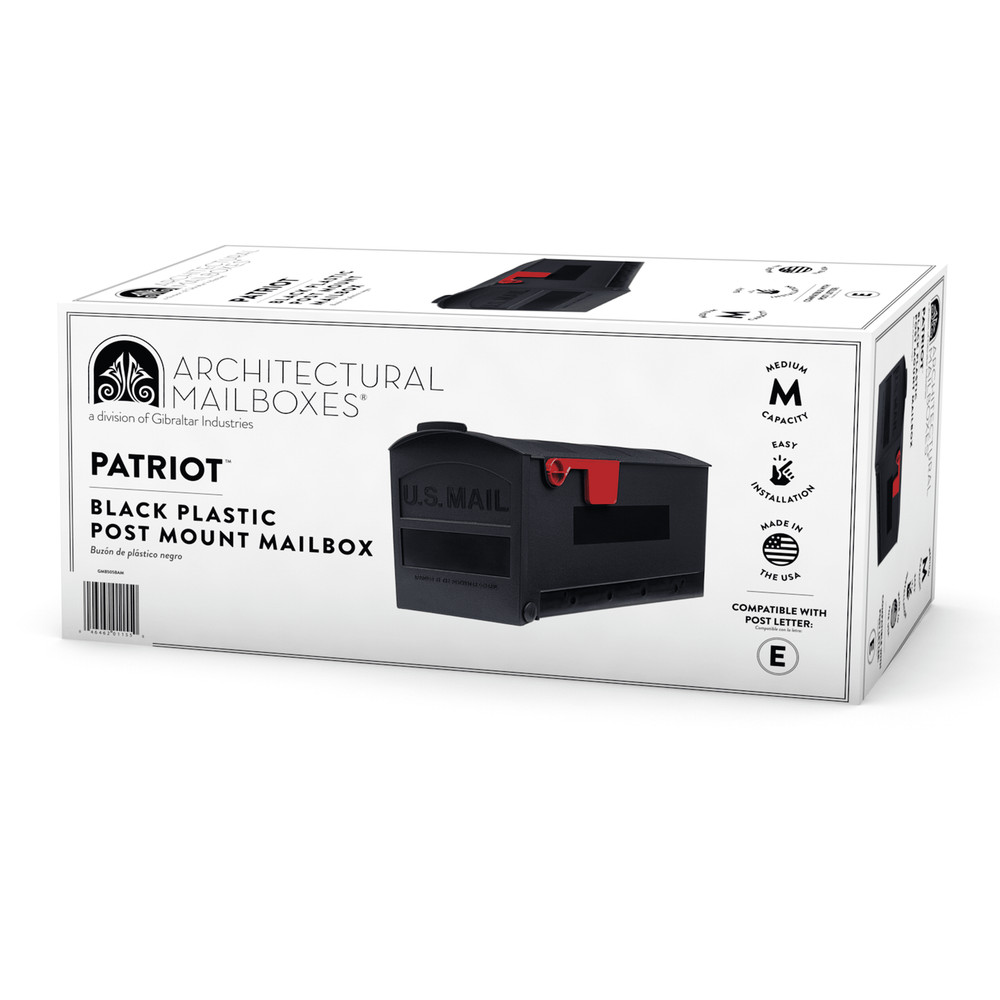 Architectural Mailboxes Patriot Plastic, Large, Post-Mount Mailbox in Black