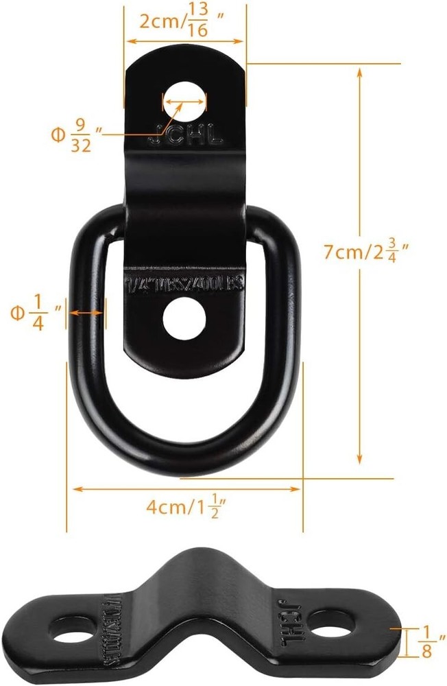 Heavy Duty D Ring Cargo Tie Downs - 4-Pack for Secure Load Transport