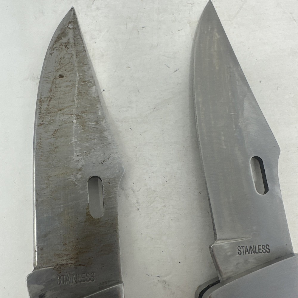 2 Large TIKI Figural/Decorative Lockback Folder Knife Unbranded SEE PICS