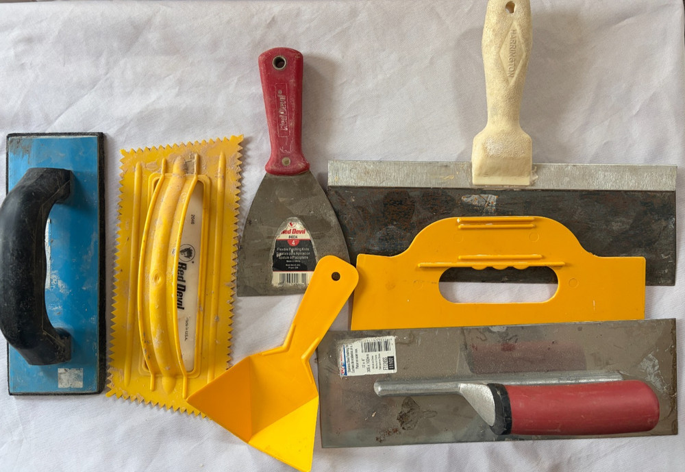 Drywall Flooring Float, Putty , Painter Scraper Taping Knives Lot