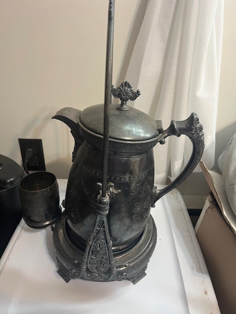 Vintage Silver Plated Tilting Pitcher with cup