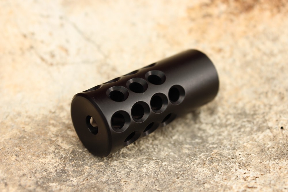 KIDD .22 Muzzle Brake .875 diameter 1/2" x 28 threading - Lightweight Black