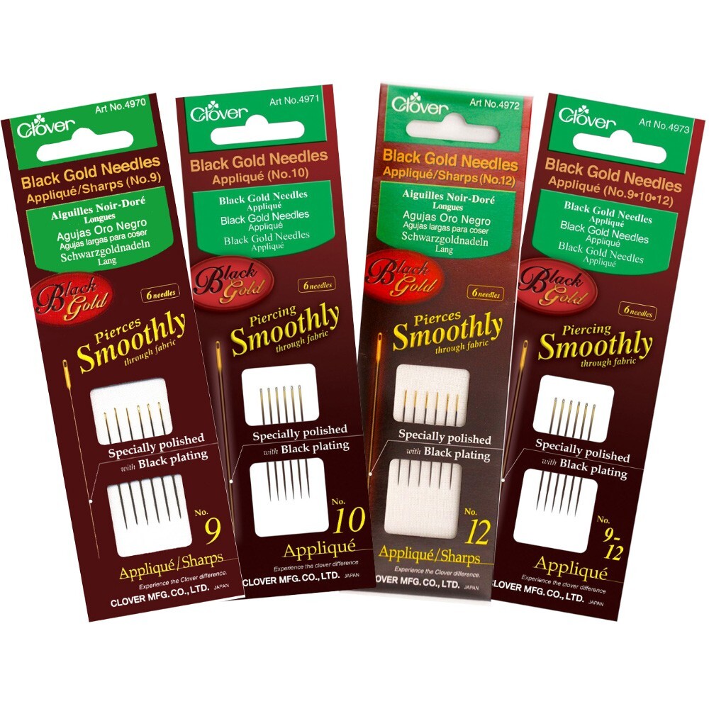 Clover, Black Gold Applique/Sharps Needles