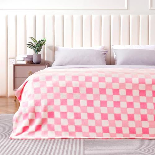 Fleece Throw Blankets, Gradient Pink Buffalo 50“ x60” Gradient Pink Plaid