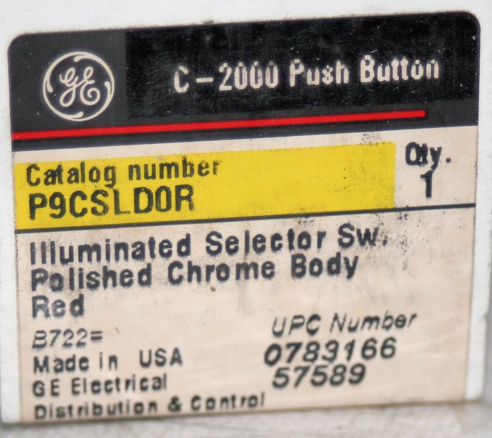GENERAL ELECTRIC P9CSLD0R SELECTOR SWITCH RED