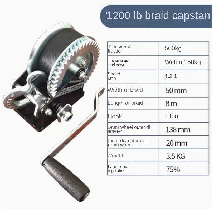 Hand Winch Winch 1200\2000 Lb Portable Winch Power Trailer Winch Accessories