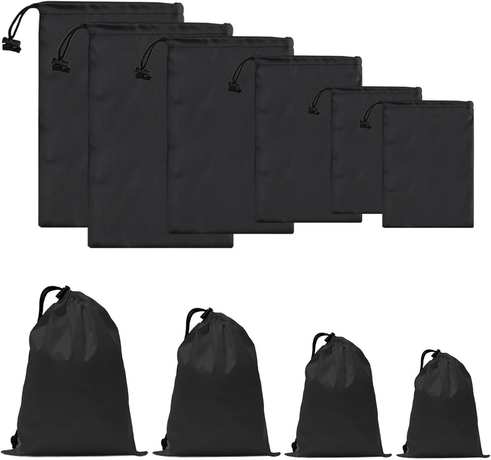 iMucci Upgrade Waterproof Drawstring Bag Sack Nylon Ditty for Black