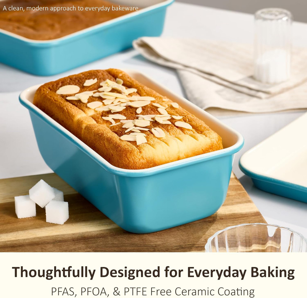 6-Piece Nonstick Ceramic Baking Pans Set - Bakeware Sets Including Cookie Sheets