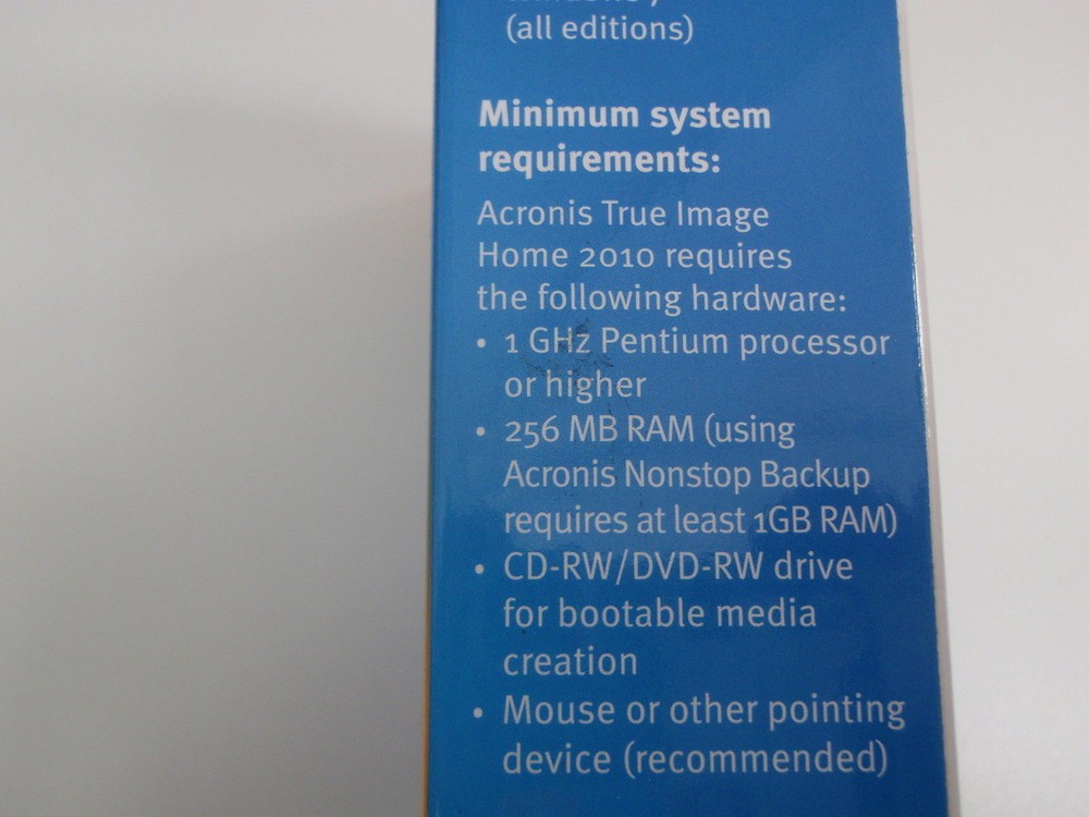 PC BACKUP RECOVERY SOFTWARE COMPUTER ACRONIS TRUE IMAGE HOME 2010 DVD