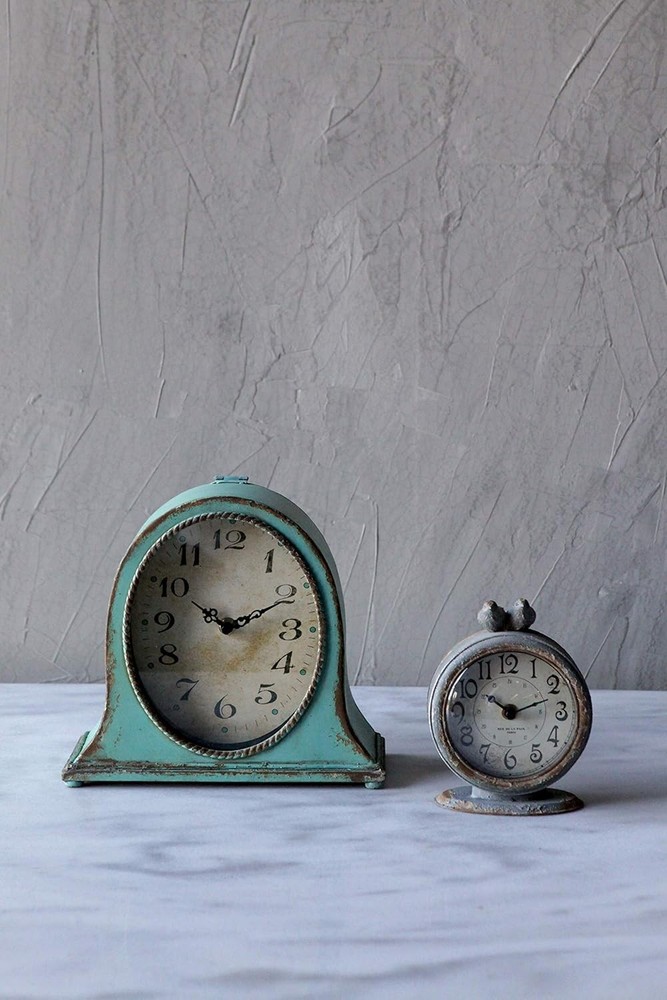 Grey Pewter Mantel Clock with Birds