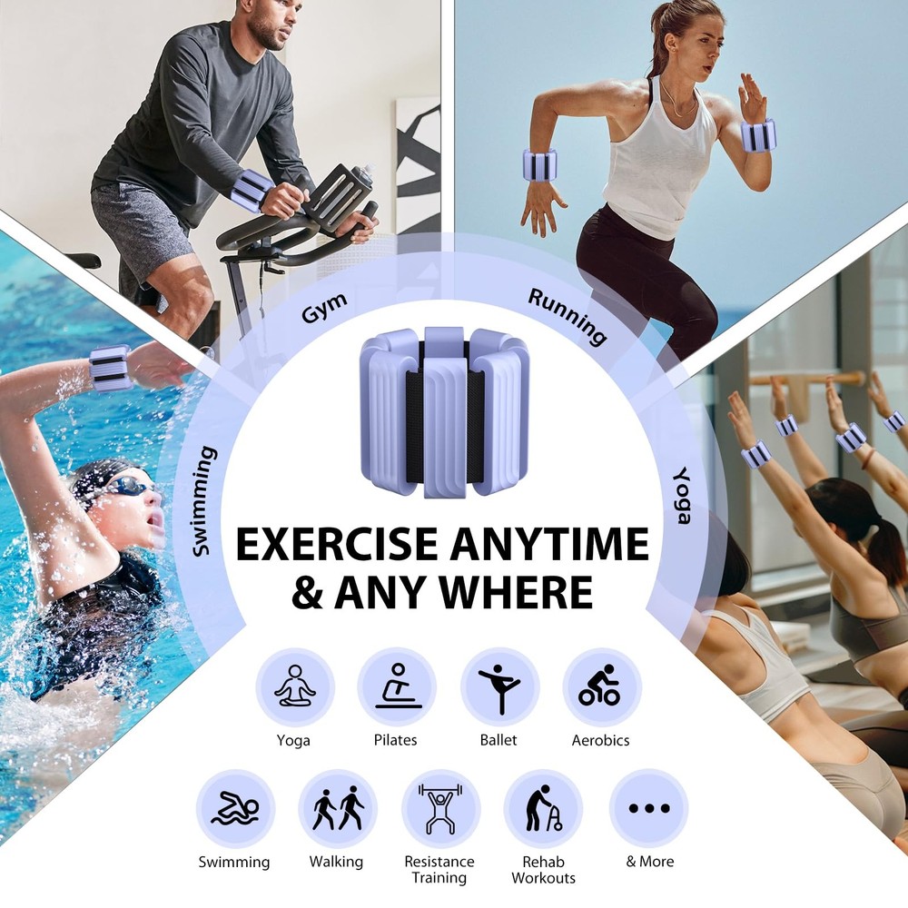 Pilates Ankle Wrist Weights Adjustable 2Lbs Set Walking Yoga Training