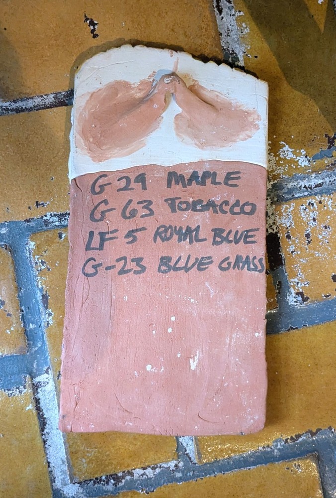 Handmade Ceramic Studio Test Tile – Folk Art Relief Design, Multi-Color Glaze...