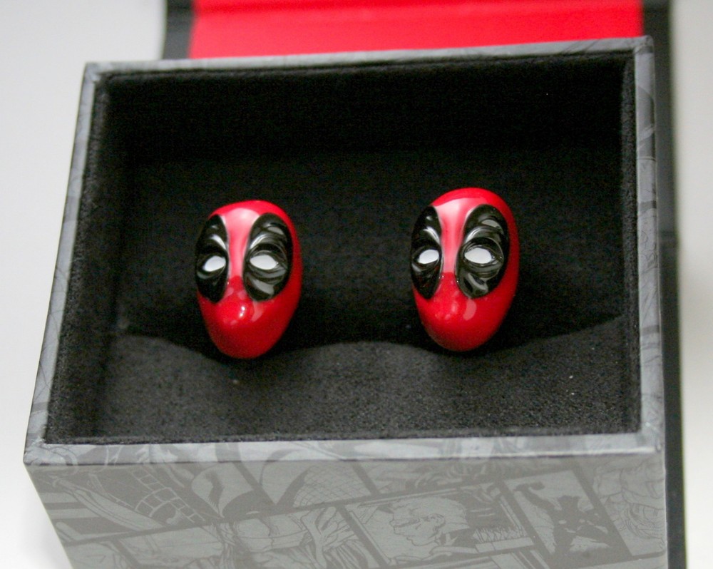 Marvel Comics Deadpool Head Enamel & Metal Cuff Links New NOS + Gift Box