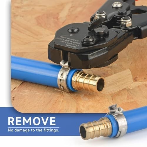 PEX Crimping Tool with Ratchet & Removal Function, 20PCS Clamps & Pipe Cutter