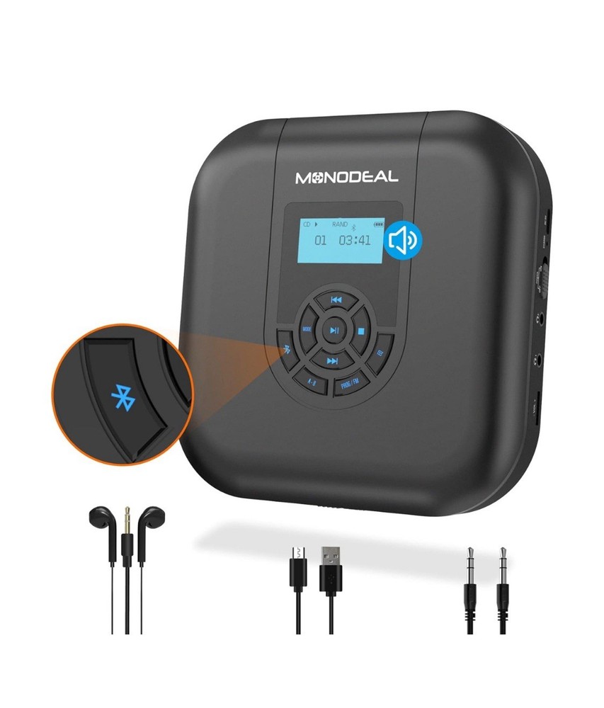 CD Player Portable, MONODEAL Bluetooth CD Player with Speakers and FM Transmitte