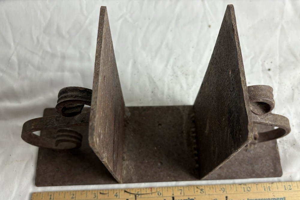 Antique Cast Iron Double Scroll Post Base / Topper Bracket 3.5” Post Opening