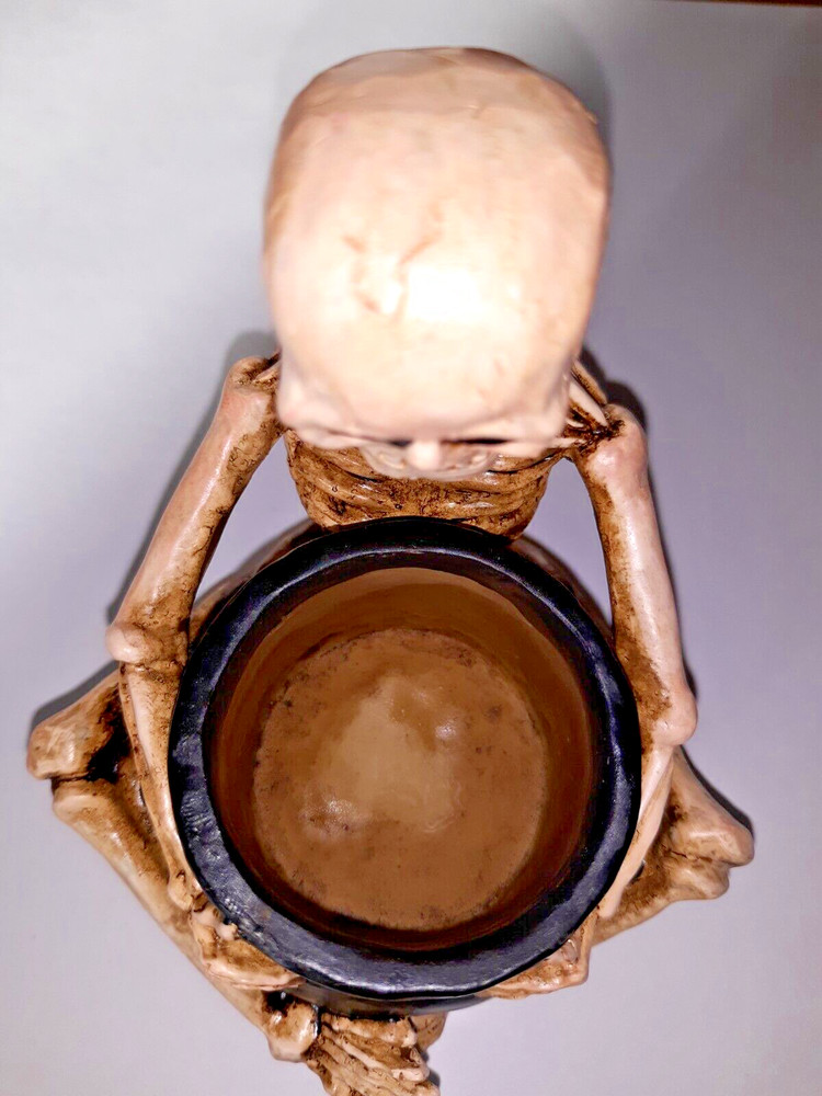 Creepy Skeleton Tabletop Candle Holder Cauldron