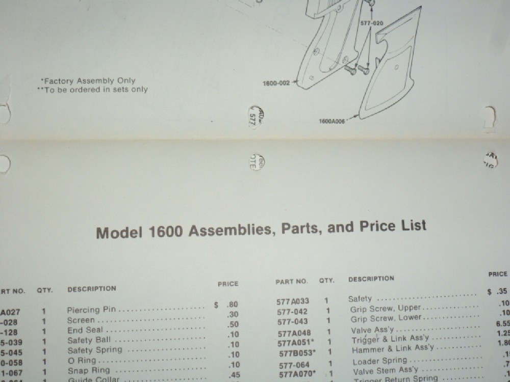 Crosman 454 & 1600 Service Manual With Exploded View