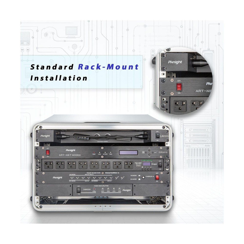 ArtNet DMX Interface, 8-Channel, 19" Rack, 1U Stage Lighting Network Control,...